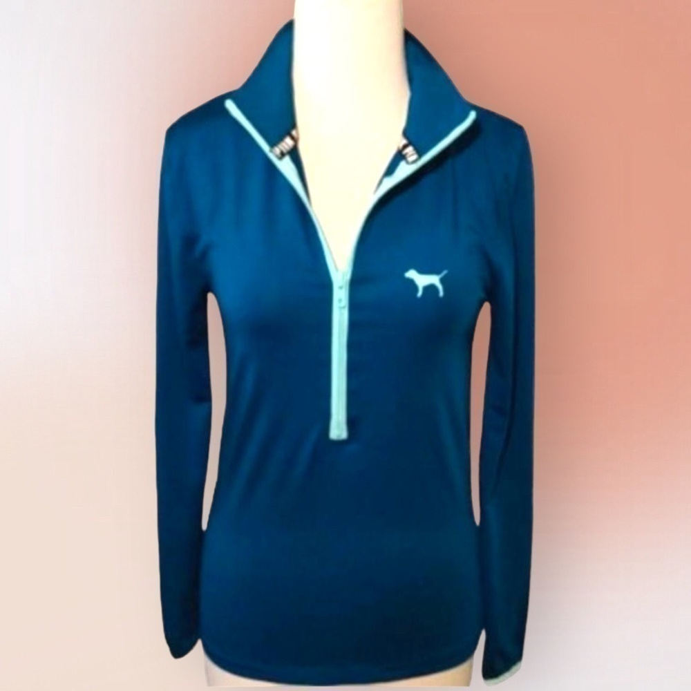 Pink VS Half Zip Long Sleeve Jacket Teal Blue XS